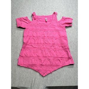 Lulu-B Women's‎ Pink Cotton Cold Shoulder Top Size S